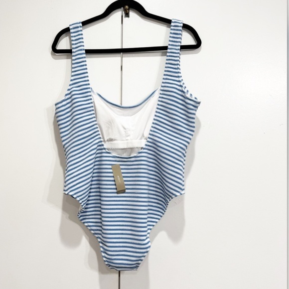 J Crew Textured Squareneck Striped One Piece Size 18 - Picture 5 of 6